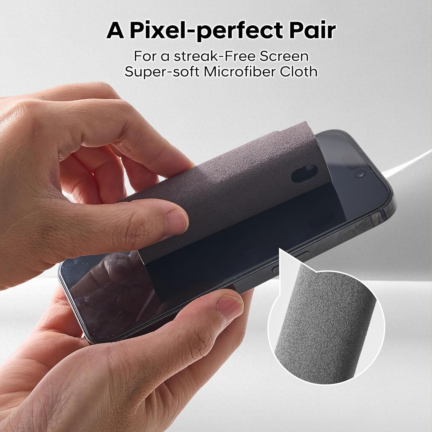 Touchscreen Screen Cleaner Spray, for Phones Ipad Car (Grey) | Two-In-One Spray & Microfiber Cloth, Streak-Free Finish, Ideal for Phone, Laptop, Macbook & Car Touchscreens